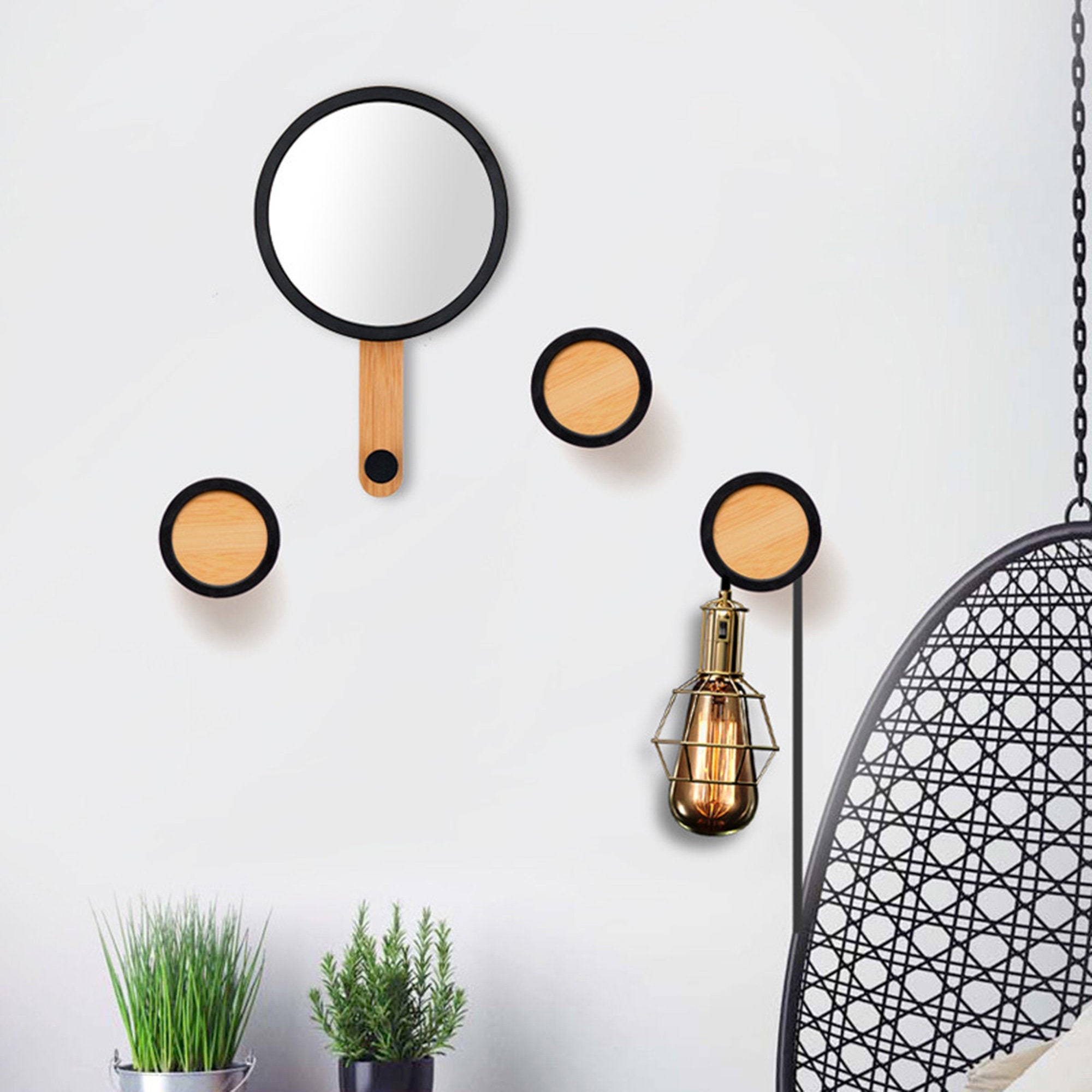 Mirror Wood Creative Hook Solid Wood Hook Wall Hook Coat Etsy