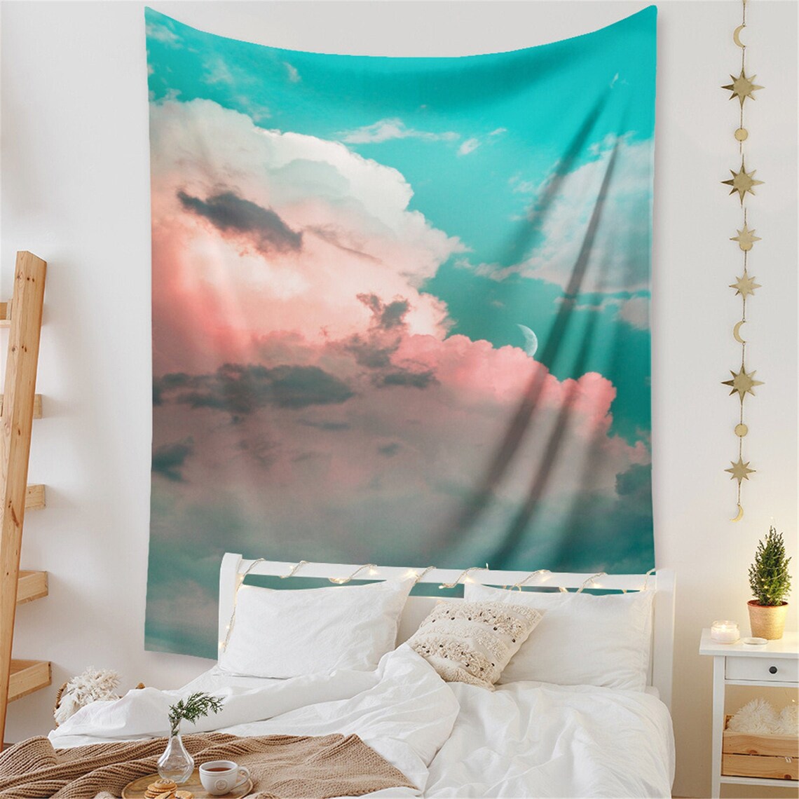 Pastel Sky Tapestry Wall Tapestry Pink Cloud Wall Hangings Etsy