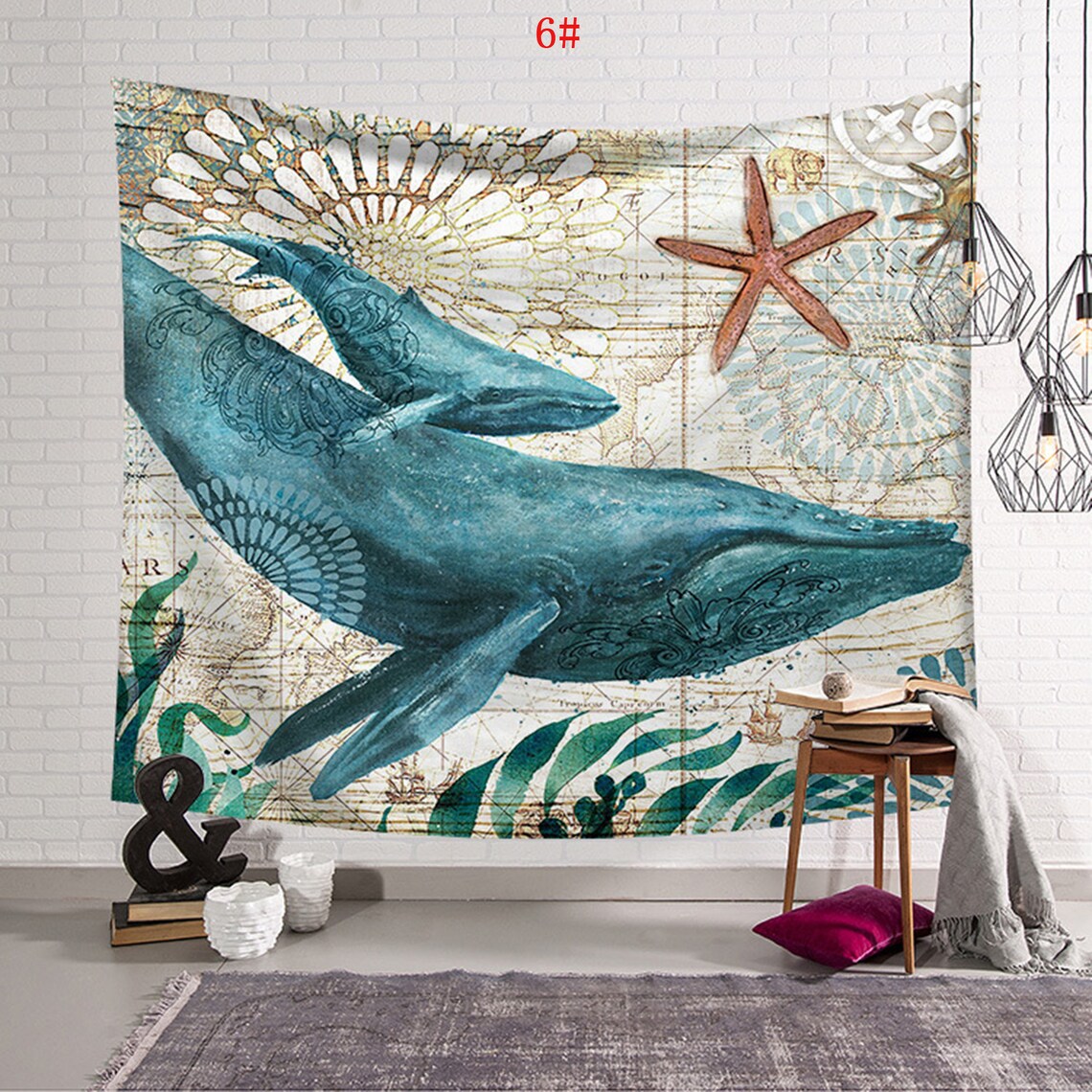 Ocean Tapestry Bedside Mural Wall Hangings Wall Decoration Etsy