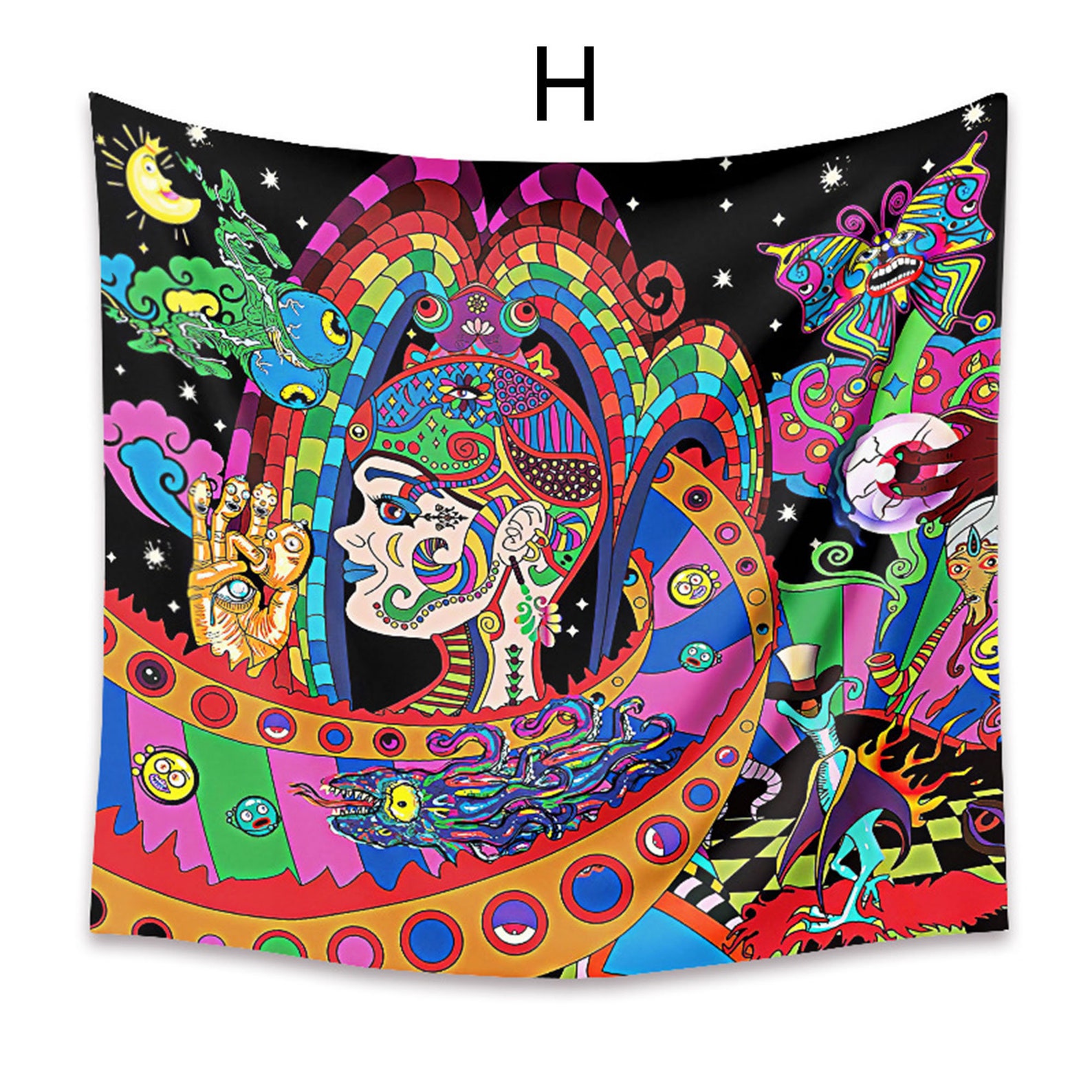 Hippie Style Tapestry Colorful Wall Tapestry Bedside Mural Etsy