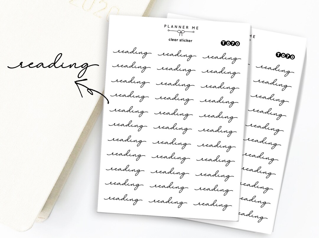 READING Clear Stickers Reading Stickers Reading Script Clear Sticker