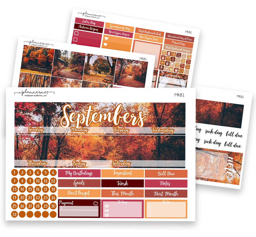 September Monthly Kit Autumn Wood Erin Condren Planner Monthly Kit ...