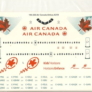 Two Six Decals 144-300 1/144 Scale Air Canada Airbus A319 Model Airliner Decals