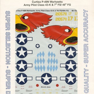 Superscale 48-1024 1/48 Scale Curtiss P-40 Warhawk Model Airplane Decals with Nose Art