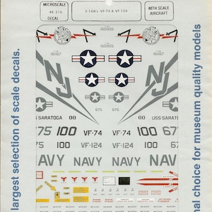 Microscale 48-216 1/48 Scale Grumman F-14 Tomcat Model Airplane Decals