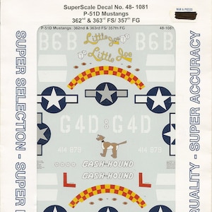 Superscale 48-1081 1/48 Scale North American P-51 Mustang Model Airplane Decals with Nose Art
