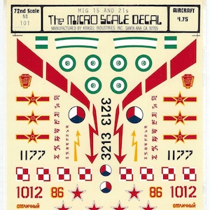 Microscale 72-101 1/72 Scale Mikoyan-Gurevich MiG-15 and MiG-21 Model Airplane Decals