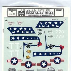 Microscale 48-79 1/48 Scale Douglas A-1 Skyraider Model Flugzeug Abziehbilder
