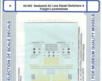 Microscale 60-565 N Scale Seaboard Air Line Diesel Switchers & Freight Locomotives Model Train Decals