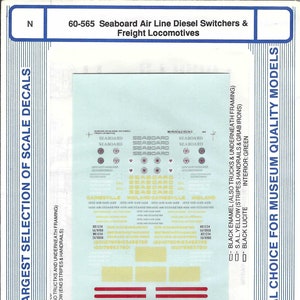 Microscale 60-565 N-Skala Seaboard Air Line Diesellokomotiven Modellzug Abziehbild