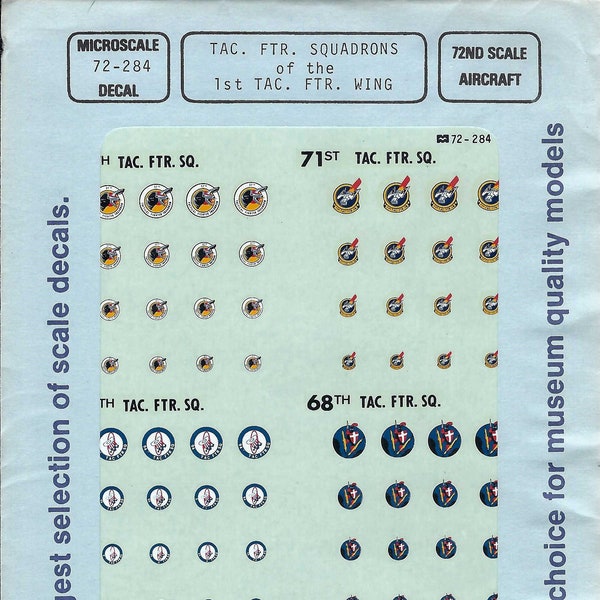 MicroScale 72-284 1/72 Scale US Tactical Fighter Squadron Badges of the 1st Tactical Fighter Wing Model Airplane Decals