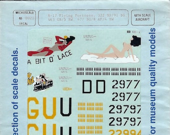 Microscale 48-21 1/48 Scale Boeing B-17 Flying Fortress Model Airplane Decals with Nose Art