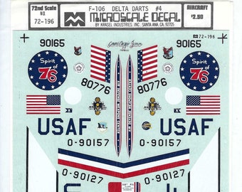 Microscale 72-196 1/72 Scale Convair F-106 Delta Dart Model Airplane Decals Including Bicentennial