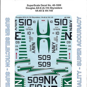 Superscale 48-1006 1/48 Douglas AD-6 (A-1H) Skyraider Model Flugzeug Abziehbilder
