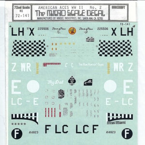 MicroScale 72-141 1/72 Scale WWII American Aces Modellflugzeug Decals P-47 P-38 P-51 mit Nase Art