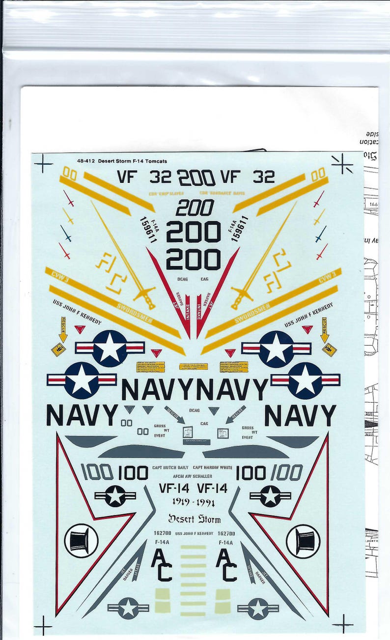 Superscale 48-412 1/48 Scale Grumman F-14 Tomcat Model Airplane Decals ...
