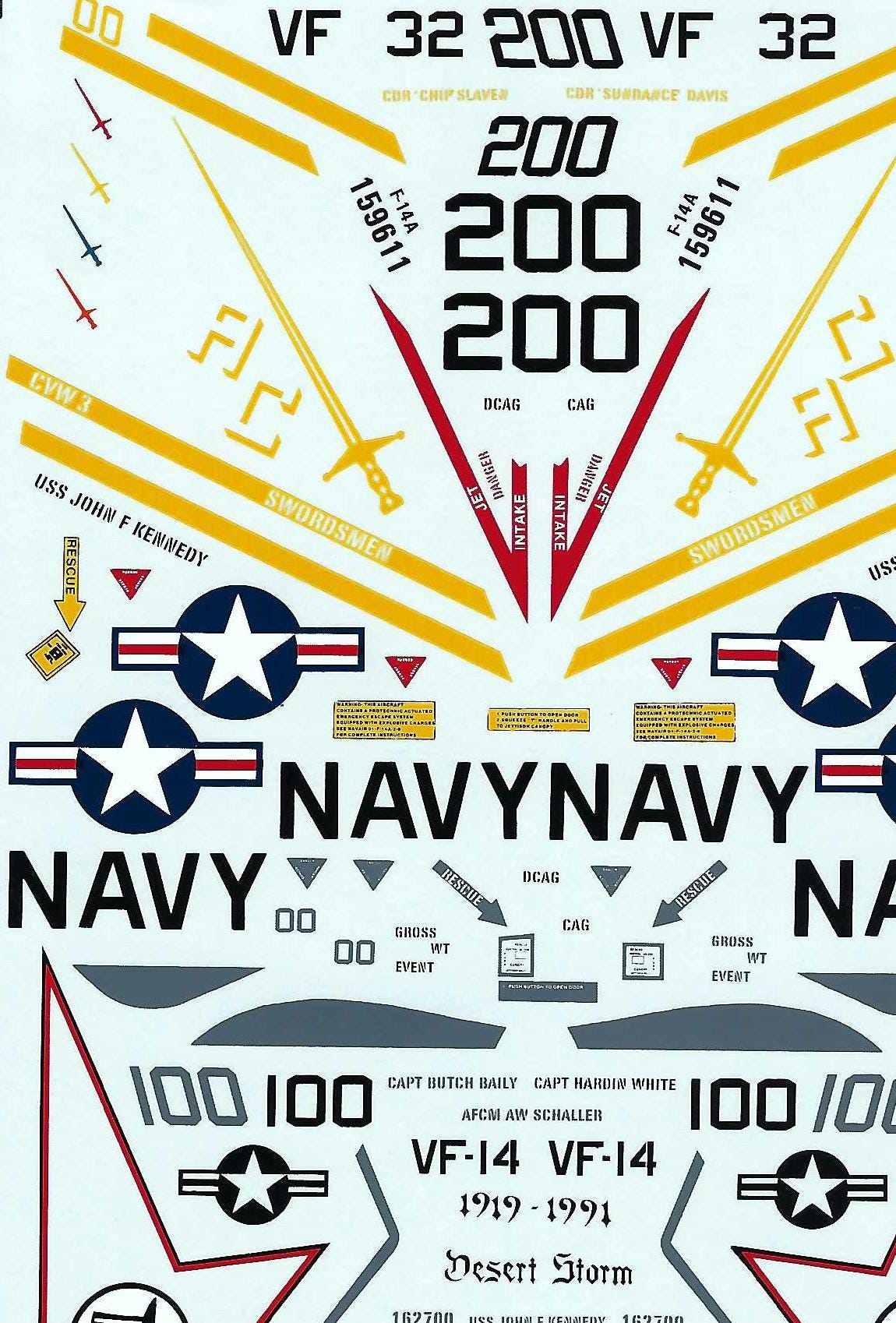 Superscale 48-412 1/48 Scale Grumman F-14 Tomcat Model Airplane Decals ...