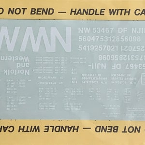 Herald King B-50 HO Scale Norfolk and Western Black 40&#39; or 50&#39; Box Car Model Train Decals