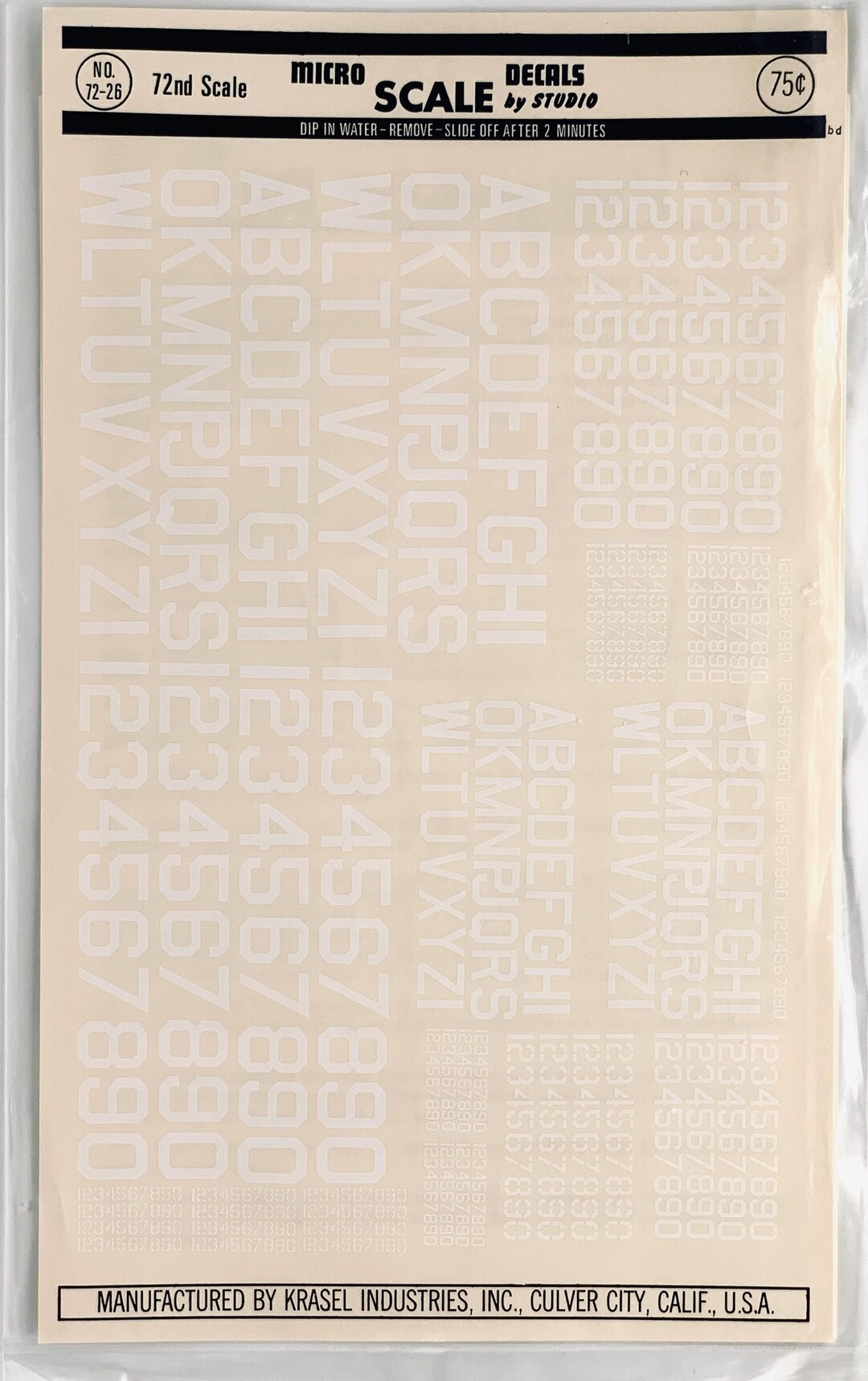 Microscale 72-26 1/72 Scale US Military White Identification Letters ...
