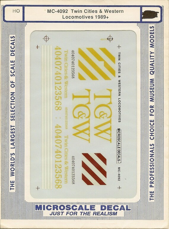 G121 Microscale decals HO MC-4092 Twin Cities Western locomotives 1989 G121 Microscale decals HO MC-4092 Twin Cities Western locomotives 1989