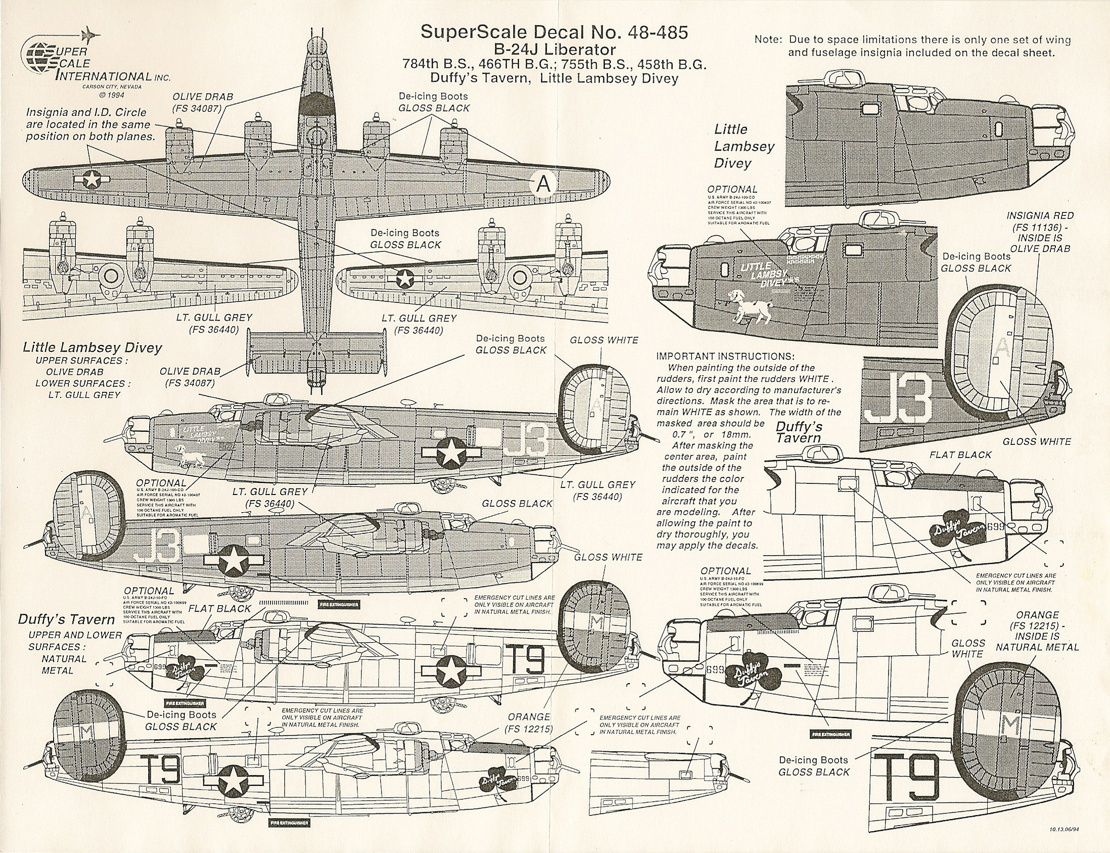 Superscale 48-485 1/48 Scale Consolidated B-24 Liberator Superscale 48-485 1/48 Scale Consolidated B-24 Liberator