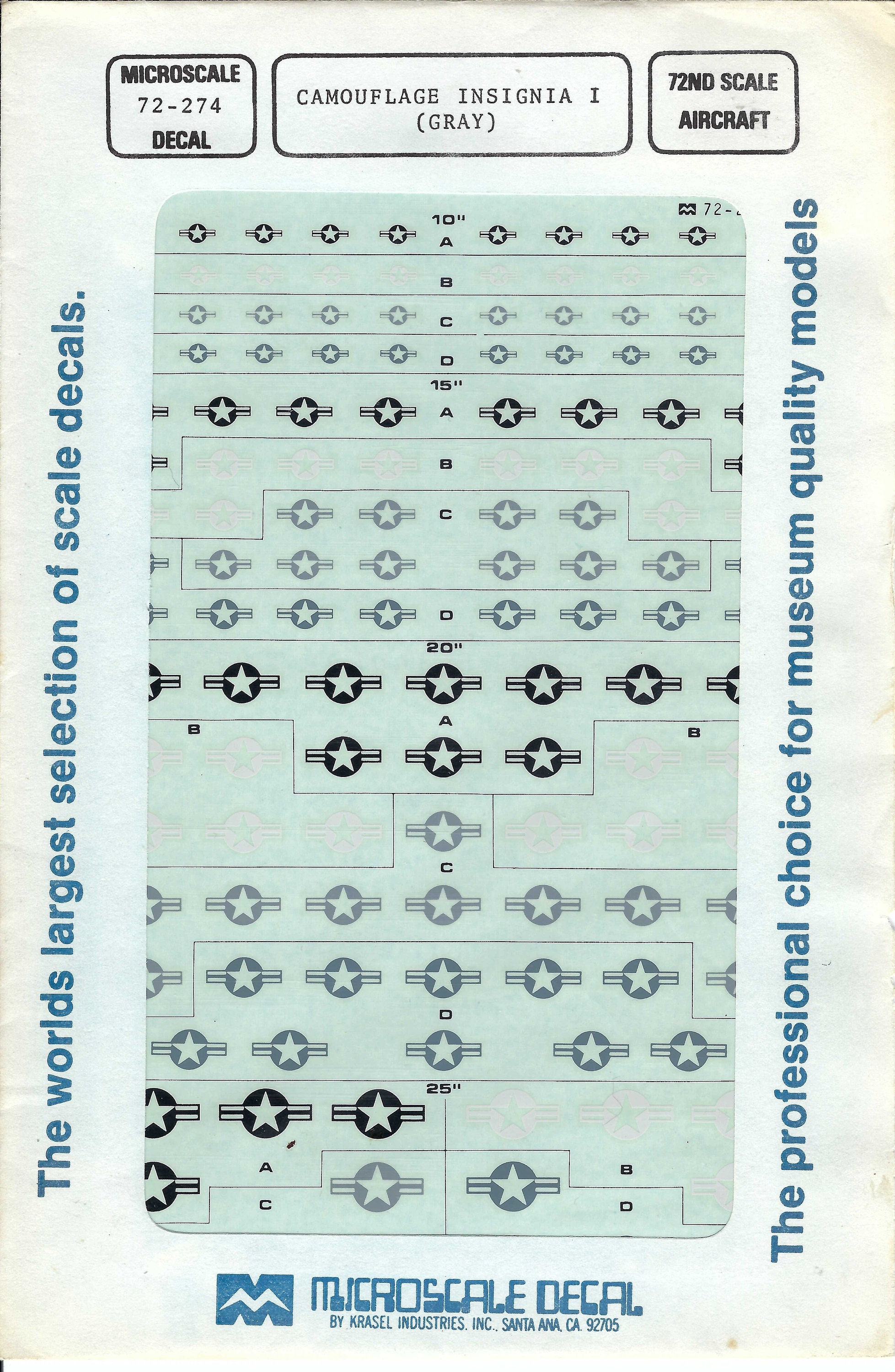 マイクロスケール 72-274 1/72スケール 迷彩柄 記章 グレー No.1 模型