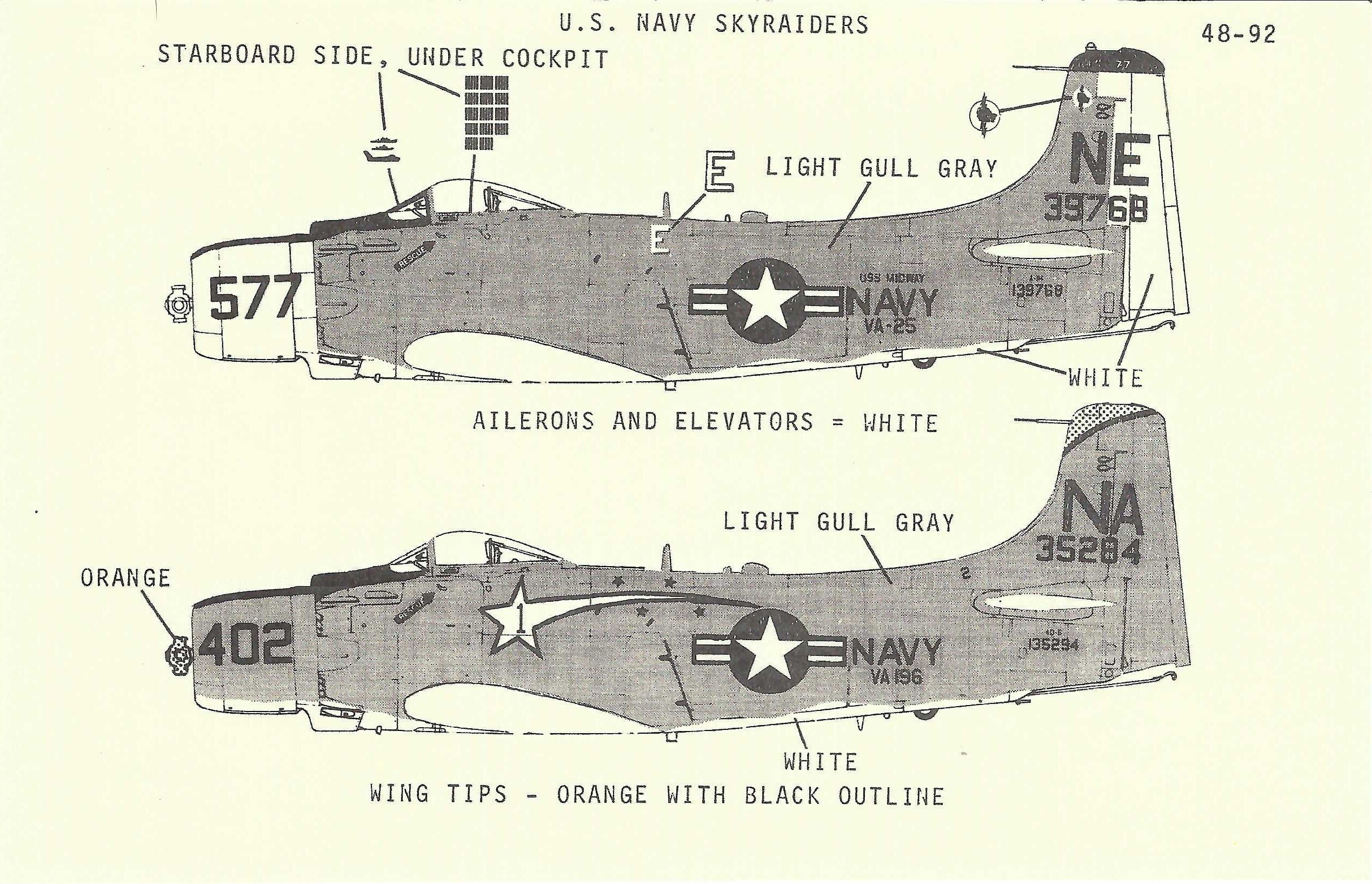 Microscale 48-92 1/48 Scale Douglas A-1 Skyraider Model Airplane Decals ...