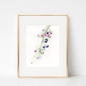 Wilde Blaubeeren - Aquarell Druck