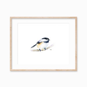 Winter Chickadee - Watercolor Print
