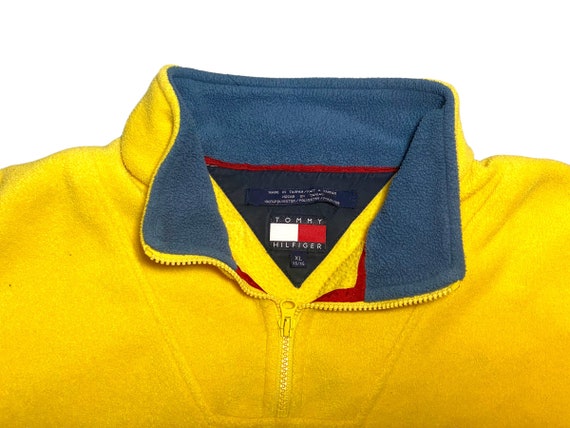 Vtg 90s Tommy Hilfiger Yellow Quarter-zip Pullover Sweater - Etsy