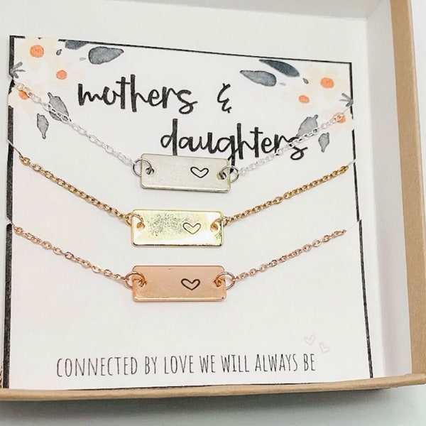 For Mother Solid Gold Mother Daughter Necklace Set Engraved Name
