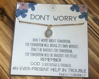 Don't worry gift, Anxiety necklace, Message gift, Christian jewelry, Depression relief, Anxiety support for friend, Mental health awareness