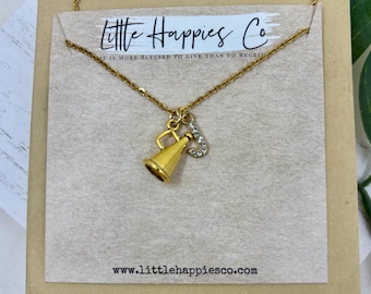 Cheerleader necklace gift, cheerleading team gift, senior night cheer gift, cheer competition gift, megaphone necklace