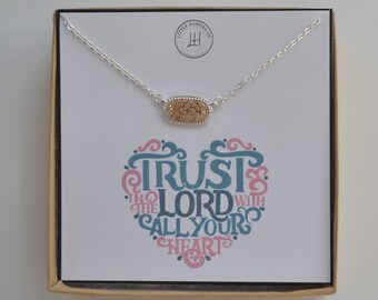 Trust In The Lord With All Your Heart Necklace - Proverbs 3:5-6, Bible quote, Christian necklace, Christian jewelry, Faith necklace, Hope
