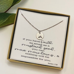 Mountain Necklace, Mountain Jewelry, Encouragement Gift, Christian Jewelry, Faith Necklace, Mustard Seed Necklace