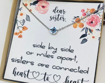 Gift for Sister from Sister, Sister Gift, Sister Gifts Birthday, Gifts for her, Compass Necklace, Big Sister Gift, Little Sister Gift, Gift