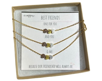 BFF necklace for 3 friends, Set of 3 necklaces for friends, Gift for best friend, Friendship necklace, Best friend jewelry, Best friend gift