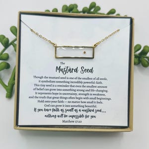 Mustard Seed Bar Necklace with Keep the Faith Card, Bible Verse Encouragement Jewelry, Sympathy Gift, Loss of Loved One, Faith Jewelry