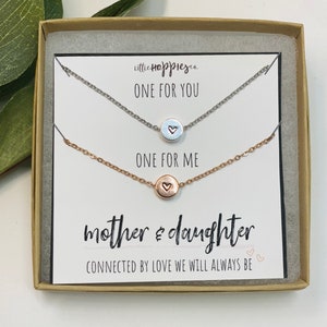 Mother & Daughter Necklaces, heart necklace, gift for mom, mom jewelry, 2 necklaces, pair of necklaces, mom and daughter necklace image 9
