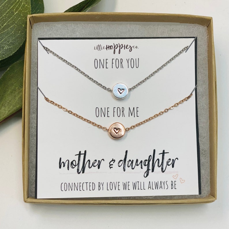 Mother & Daughter Necklaces, heart necklace, gift for mom, mom jewelry, 2 necklaces, pair of necklaces, mom and daughter necklace image 9