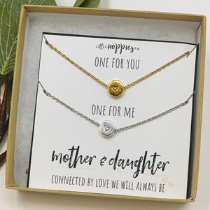 Mother & Daughter Necklaces, heart necklace, gift for mom, mom jewelry, 2 necklaces, pair of necklaces, mom and daughter necklace image 4