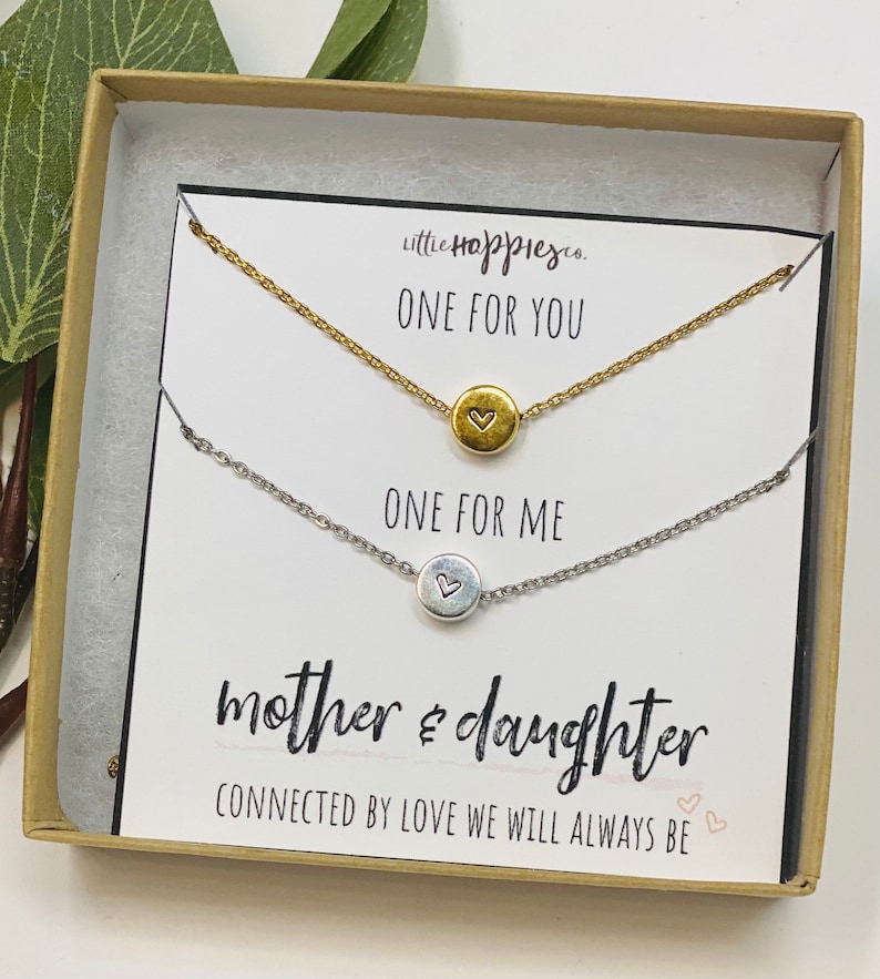 Mother & Daughter Necklaces, heart necklace, gift for mom, mom jewelry, 2 necklaces, pair of necklaces, mom and daughter necklace image 4