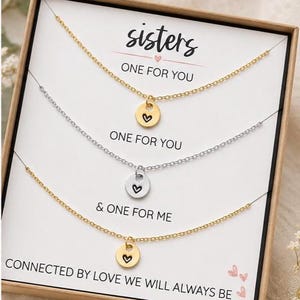 Matching Sister Necklace Set of 3, Sisters Necklaces, One for You One for Me Gift, Big Sister Little Sister Jewelry, Gift for Sisters image 8