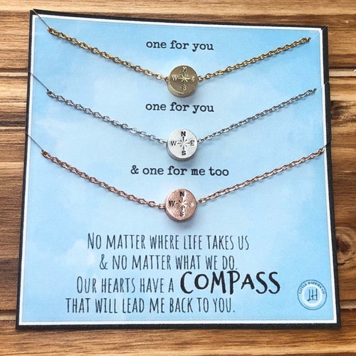 Dainty Best Friend Necklace Compass Necklace Gift Best Etsy