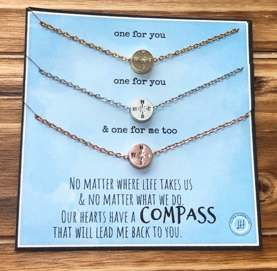 Dainty Best Friend Necklace Compass Necklace Gift Best Friend Best Friend Gift 3 Necklaces Friend Group of Three Necklace Set for 3 Etsy Canada