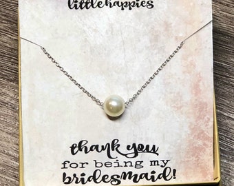 Thank you gift for bridesmaid, bridesmaids gifts, bridesmaid jewelry, maid of honor gift, wedding party gifts, pearl necklace