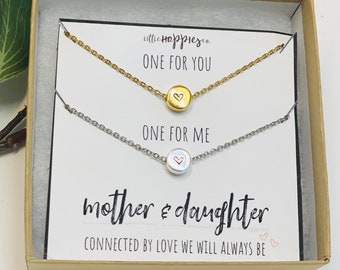 Mother & Daughter Necklaces, heart necklace, gift for mom, mom jewelry, 2 necklaces, pair of necklaces, mom and daughter necklace