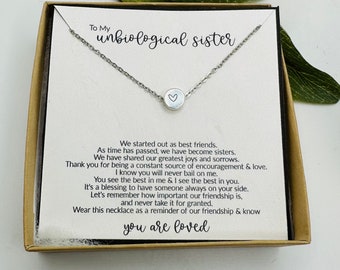 Unbiological Sister Gift, Heart Necklace, Best Friend Gifts, Friendship Gifts for Her, Sister Gift, Christmas Gift for Friend, BFF Gifts