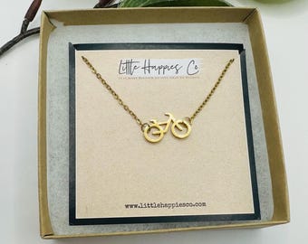 Bicycle Necklace – Cyclist Gift, Bike Lover Jewelry, Minimalist Bike Pendant, Cycling Enthusiast, Gold Necklace, Adventure Lover Gift