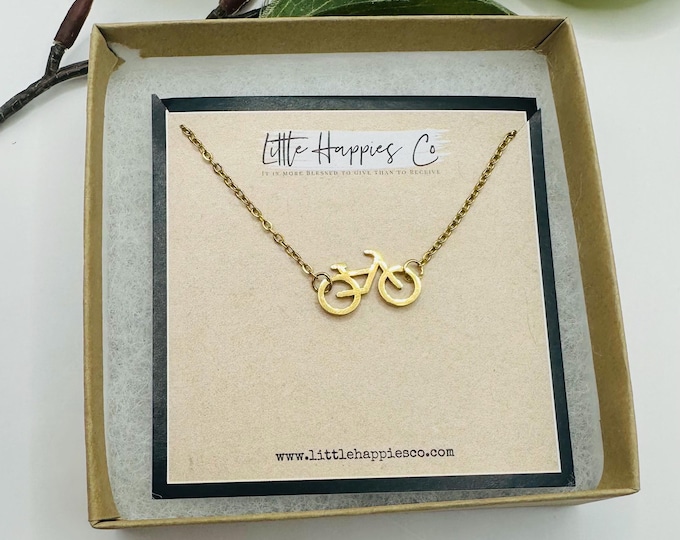 Bicycle Necklace – Cyclist Gift, Bike Lover Jewelry, Minimalist Bike Pendant, Cycling Enthusiast, Gold Necklace, Adventure Lover Gift